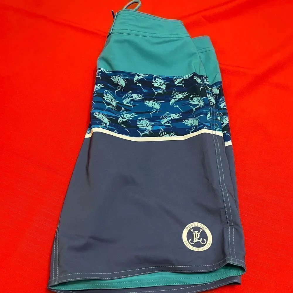 Pure Lure Men’s Blue Marlin Swim Trunks Board Shorts Size 32